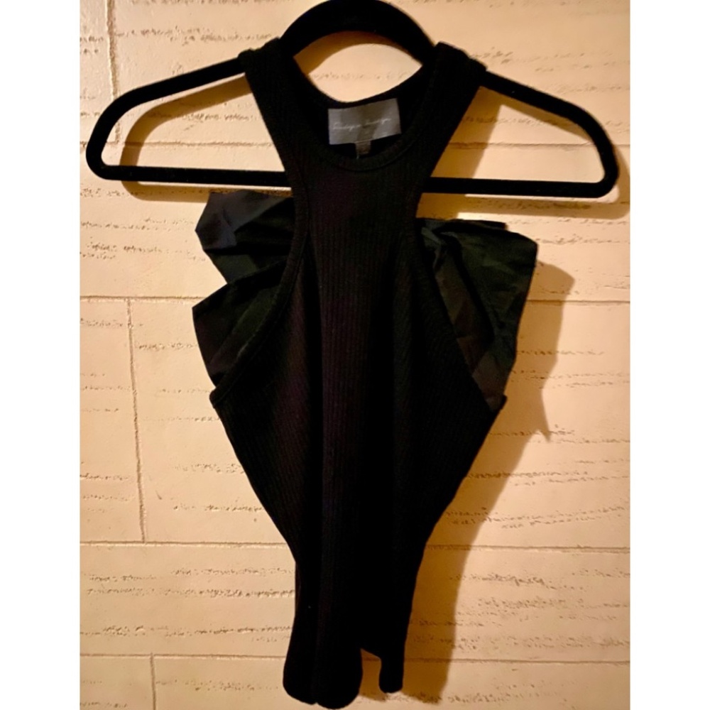 Anthropologie Sunday in Brooklyn Bow-Tie Racerback Black Ribbed Tank NWT - Picture 5 of 5